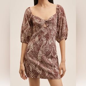 Mango Printed dress with balloon sleeves